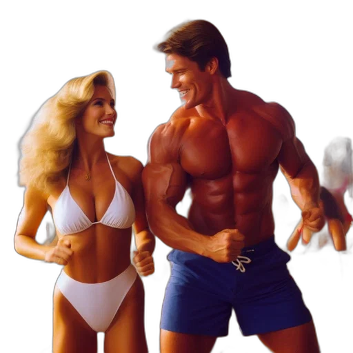 concept art, photorealistic, beach, couple, enjoys, together, smiling, playfully transparent PNG cut-out