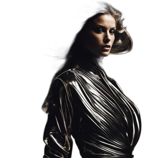 dress, jacket, hair, jewelry, photorealistic, earth tones, dark, woman transparent PNG cut-out