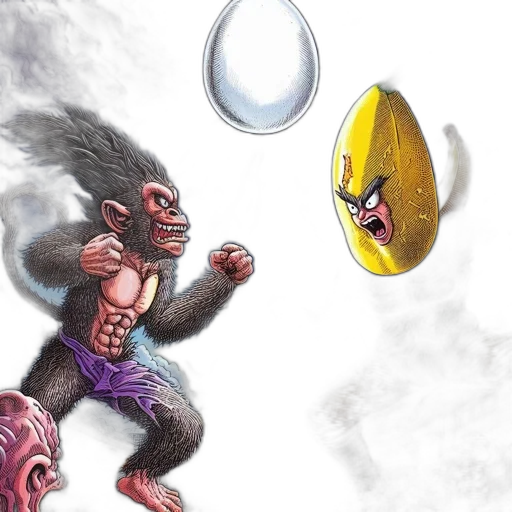 creature, mask, concept art, fantasy art, photorealistic, comic book art, fog, two transparent PNG cut-out
