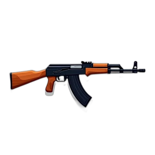 weapon, 3d render, detailed, illustration, modern, ak-47, rifle, wooden transparent PNG cut-out