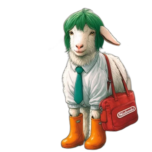 animal, staff, shoes, concept art, pixel art, 3d render, fantasy art, green transparent PNG cut-out