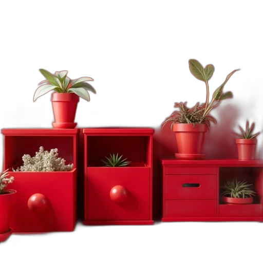 furniture, 3d render, photorealistic, red transparent PNG cut-out