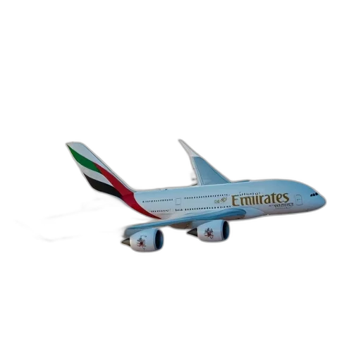 3d render, photorealistic, emirates, new, a380, flying, over, clouds transparent PNG cut-out