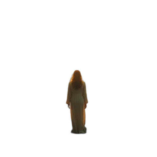 dress, hair, creature, staff, 3d render, concept art, pixel art, vaporwave transparent PNG cut-out