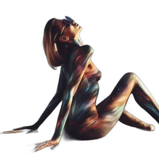 dress, hair, creature, concept art, photorealistic, watercolor, fantasy art, outer space transparent PNG cut-out