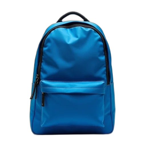 jacket, 3d render, blue, backpack, zipper, closure, black, trim transparent PNG cut-out