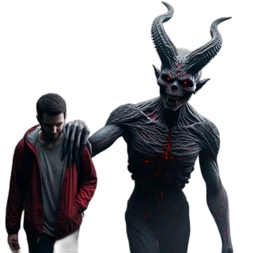 creature, mask, concept art, 3d render, misty, mountaintop, man, walks transparent PNG cut-out