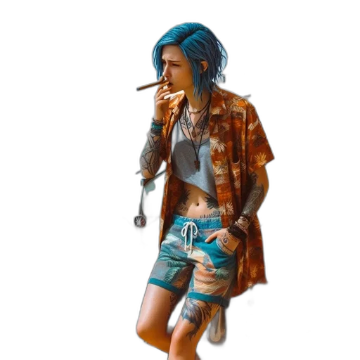 jacket, concept art, cyberpunk, photorealistic, watercolor, neon lights, blue, pastel transparent PNG cut-out