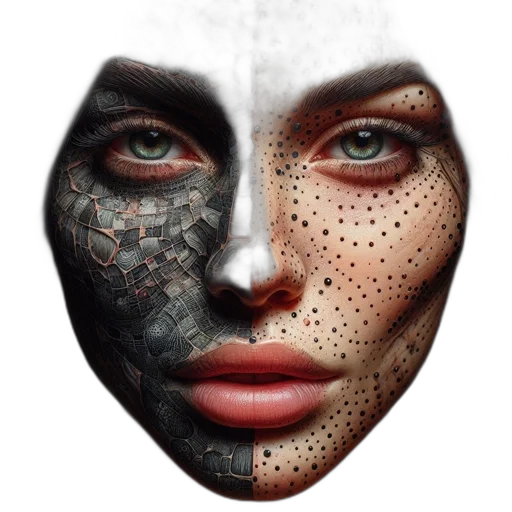mask, face, robot, jewelry, photorealistic, 3d render, fantasy art, concept art transparent PNG cut-out