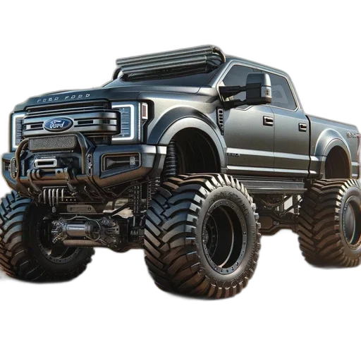 car, weapon, 3d render, concept art, photorealistic, imposing, dark-colored, ford transparent PNG cut-out