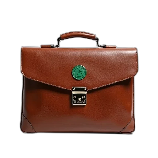 close-up, brown, leather, briefcase, textured, surface, metal, clasp transparent PNG cut-out