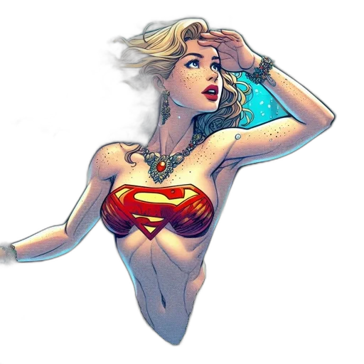 comic book art, concept art, cartoon, fantasy art, mermaid-like, character, blonde, hair transparent PNG cut-out