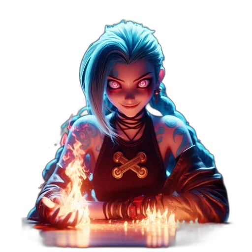 staff, face, concept art, fantasy art, pixel art, comic book art, fire, neon lights transparent PNG cut-out