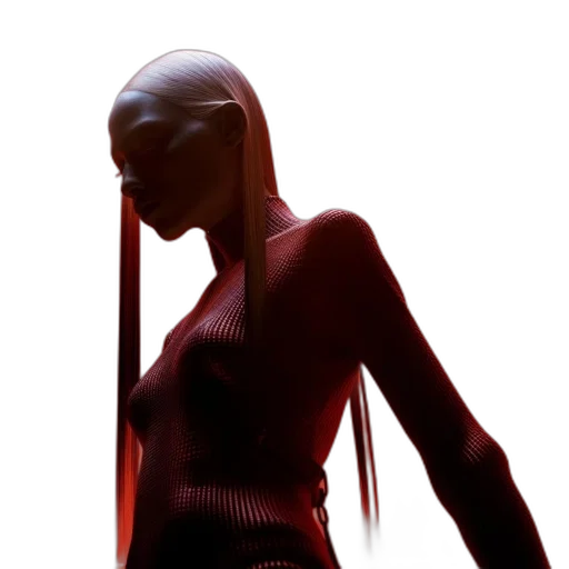 robot, dress, hair, creature, 3d render, concept art, cyberpunk, photorealistic transparent PNG cut-out