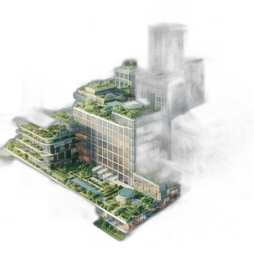 building, 3d render, concept art, photorealistic, image, displays, innovative, environmentally transparent PNG cut-out