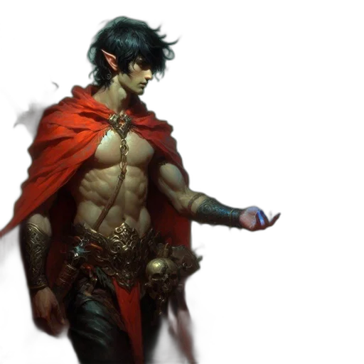 sword, fantasy art, concept art, comic book art, cyberpunk, red, dark, elf-like transparent PNG cut-out