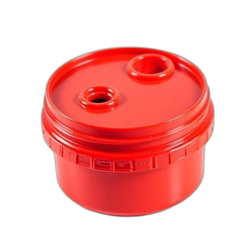 bottle, 3d render, red, plastic, container, two, circular, holes transparent PNG cut-out