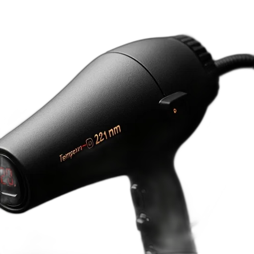 weapon, 3d render, photorealistic, close-up, black, hair, dryer, digital transparent PNG cut-out