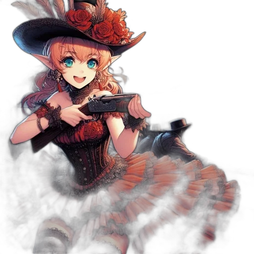 staff, hat, dress, weapon, fantasy art, watercolor, concept art, pixel art transparent PNG cut-out