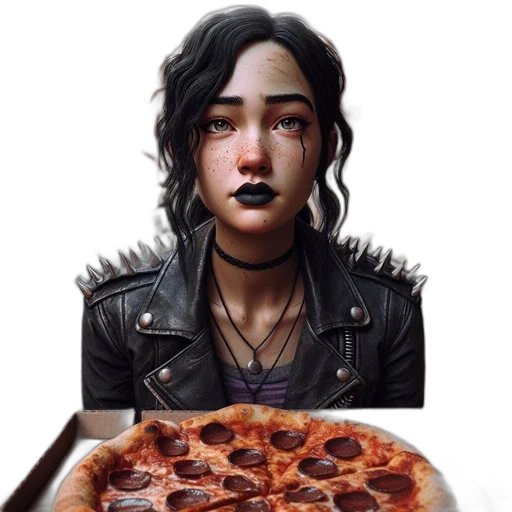 food, face, jacket, concept art, photorealistic, fantasy art, comic book art, dark transparent PNG cut-out