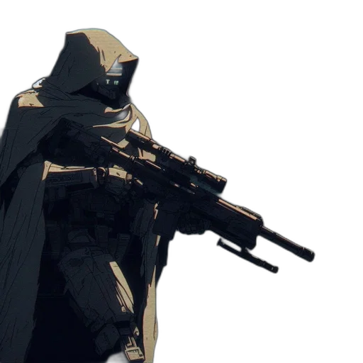 weapon, jacket, mask, sword, concept art, pixel art, 3d render, comic book art transparent PNG cut-out