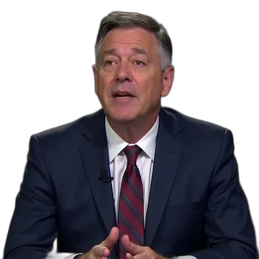 man, suit, speaking, television, show, caption, bottom, screen transparent PNG cut-out