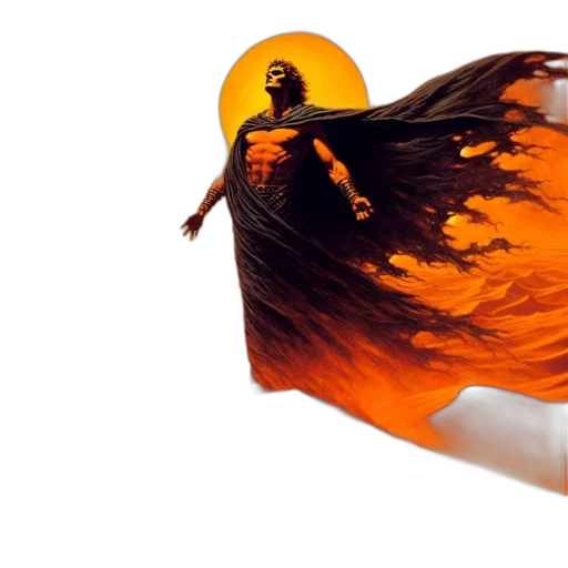 umbrella, sword, mask, dragon, concept art, 3d render, fire, outer space transparent PNG cut-out