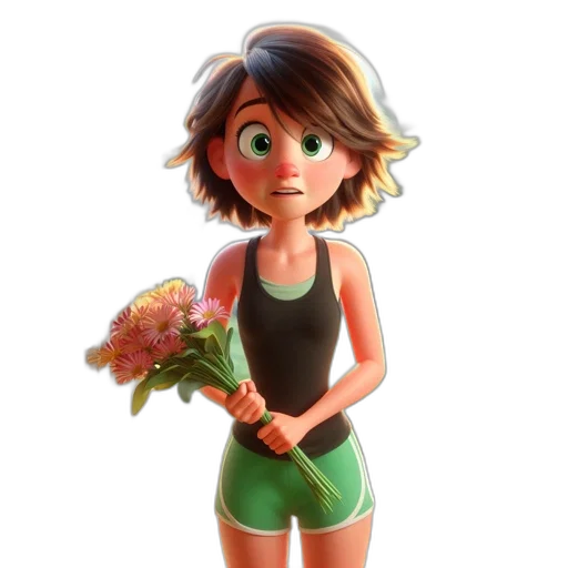 flower, dress, face, creature, concept art, cartoon, 3d render, watercolor transparent PNG cut-out