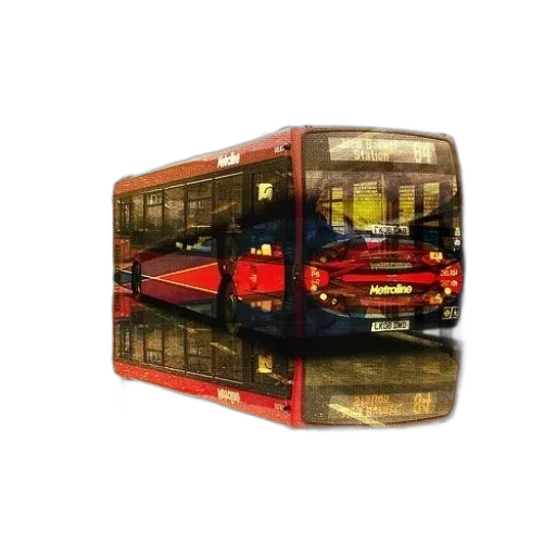 car, 3d render, photorealistic, concept art, pixel art, red, bus, reflected transparent PNG cut-out