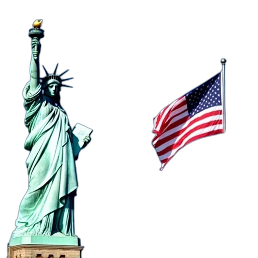 photorealistic, 3d render, concept art, statue, liberty, depicted, clear, blue transparent PNG cut-out