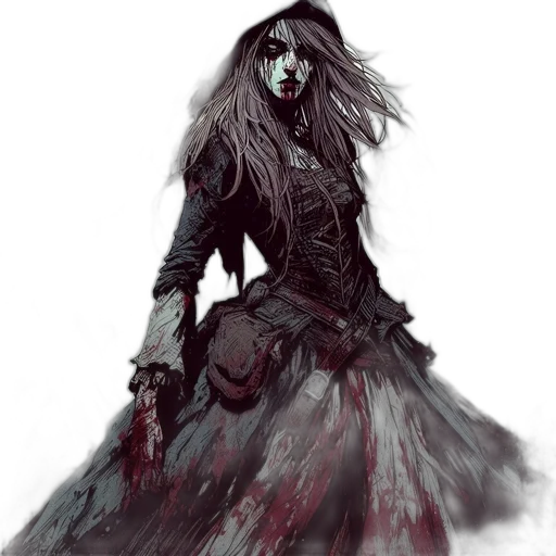 dress, creature, mask, face, concept art, fantasy art, comic book art, watercolor transparent PNG cut-out