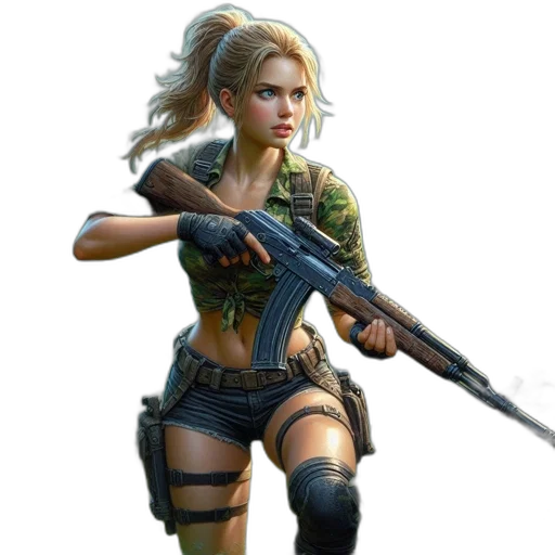 weapon, staff, concept art, fantasy art, comic book art, 3d render, woman, armed transparent PNG cut-out