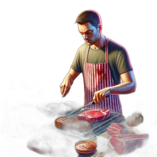 food, staff, photorealistic, concept art, oil painting, watercolor, fog, man transparent PNG cut-out