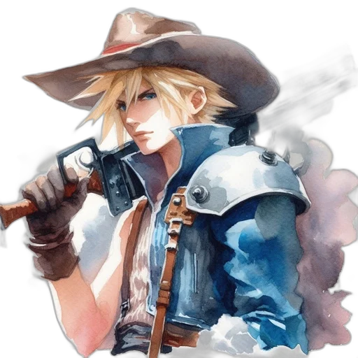 hat, weapon, staff, sword, watercolor, fantasy art, concept art, photorealistic transparent PNG cut-out