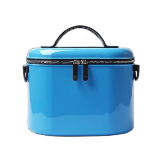 3d render, blue, plastic, container, black, handle, metal, zipper transparent PNG cut-out