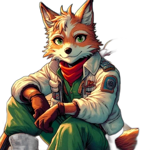 staff, jacket, animal, face, concept art, pixel art, fantasy art, comic book art transparent PNG cut-out