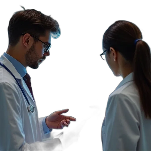 man, woman, standing, room, looking, tablet, computer, displaying transparent PNG cut-out