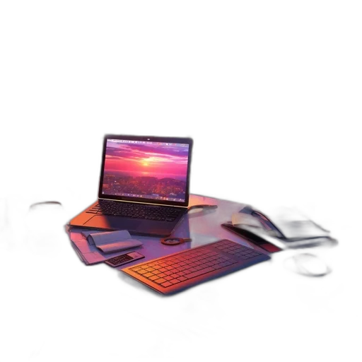 vaporwave, 3d render, cyberpunk, concept art, sunset, neon, colorful, red transparent PNG cut-out
