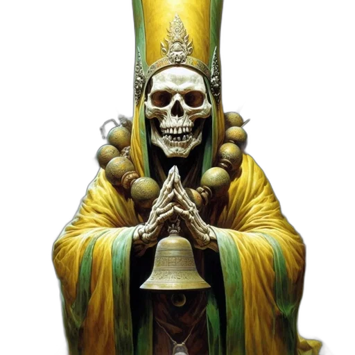 crown, staff, concept art, fantasy art, photorealistic, green, ancient, hooded transparent PNG cut-out