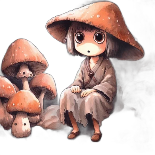 hat, umbrella, creature, watercolor, concept art, fantasy art, oil painting, rain transparent PNG cut-out