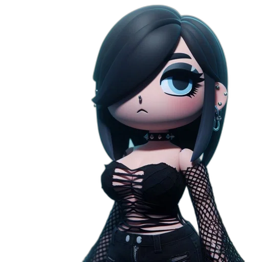 dress, 3d render, concept art, cartoon, fantasy art, dark, anime-styled, chibi transparent PNG cut-out