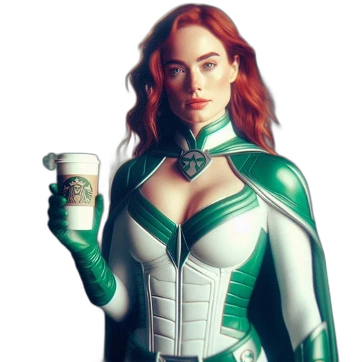 dress, comic book art, concept art, fantasy art, 3d render, green, woman, red transparent PNG cut-out
