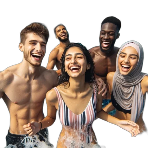 face, mask, photorealistic, group, smiling, young, people, have transparent PNG cut-out