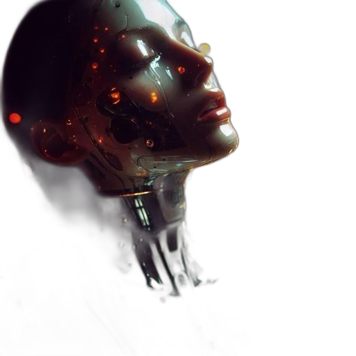 robot, mask, face, crown, cyberpunk, concept art, photorealistic, watercolor transparent PNG cut-out
