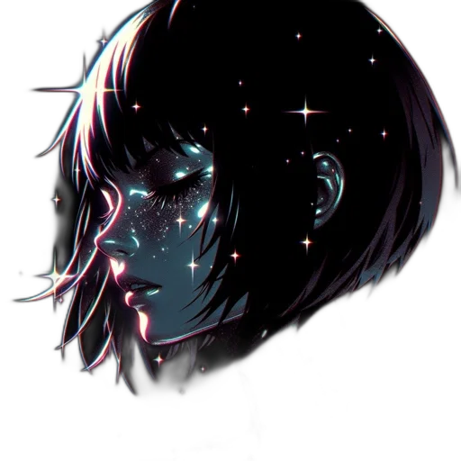 face, mask, robot, creature, anime, cyberpunk, vaporwave, pixel art transparent PNG cut-out