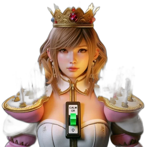 crown, jewelry, robot, staff, concept art, fantasy art, 3d render, photorealistic transparent PNG cut-out