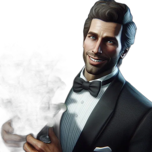 face, staff, jacket, concept art, photorealistic, 3d render, man, tuxedo transparent PNG cut-out