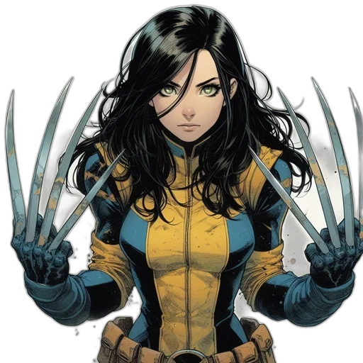 comic book art, concept art, woman, long, black, hair, striking, green transparent PNG cut-out