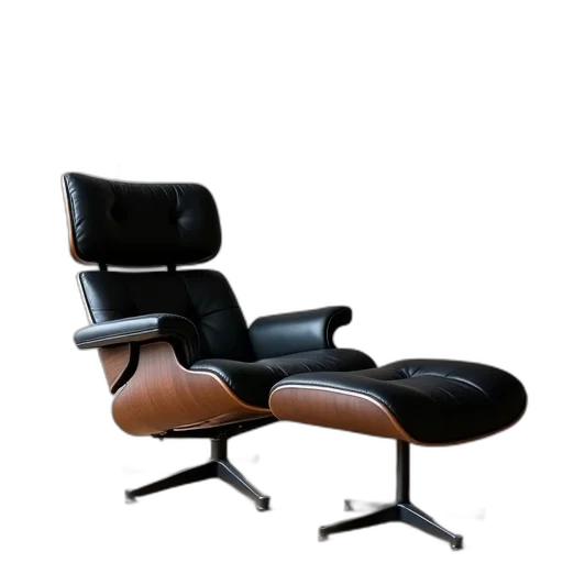 furniture, 3d render, photorealistic, black, leather, modern, recliner, chair transparent PNG cut-out