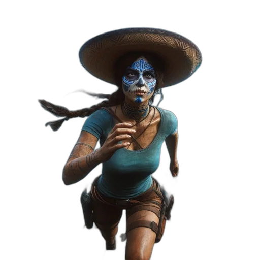 staff, hat, mask, weapon, concept art, fantasy art, 3d render, comic book art transparent PNG cut-out